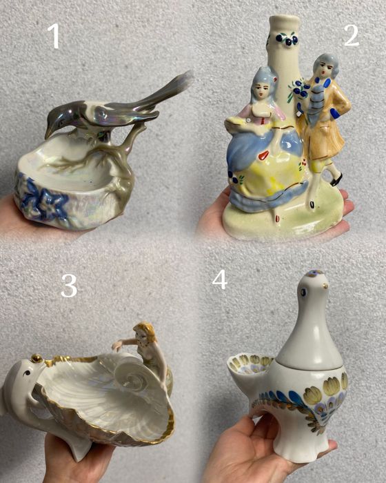 вінтажні порцелянові статуетки  та вази