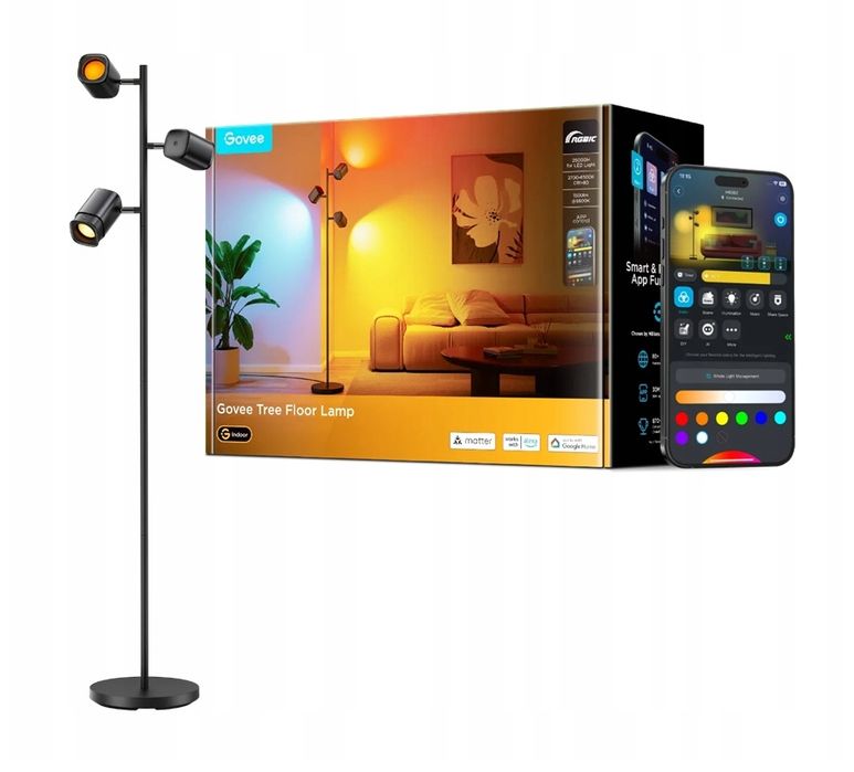 Govee Tree Floor Lamp Lampa podłogowa RGBWW 6500K 25000H LED H60B2