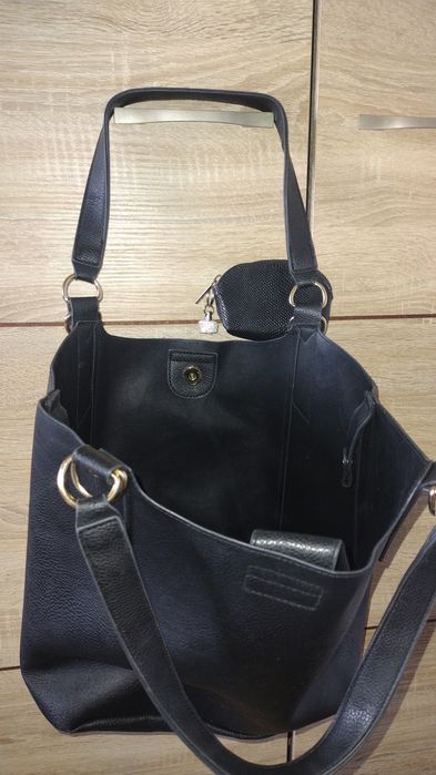 Torebka damska czarna + portmonetka