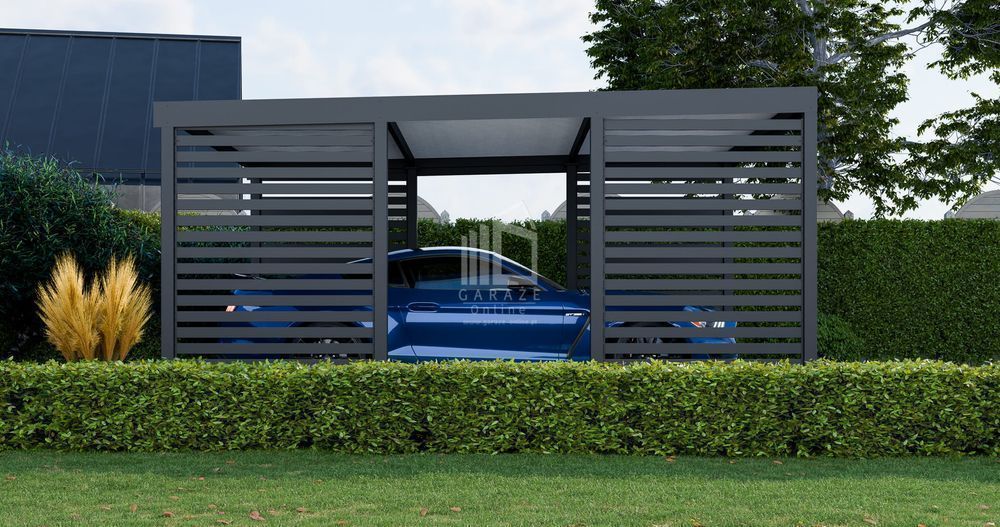 Carport Premium - Wiata Samochodowa 4X5 Antracyt Zabudowa - Id957