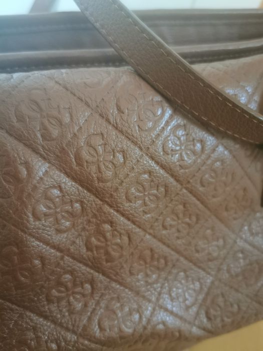 Guess Torba shopper skóra naturalna- UNIKAT