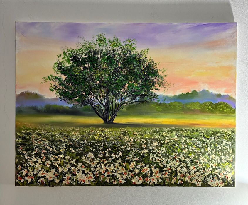 Картина маслом "Нарцисове поле"