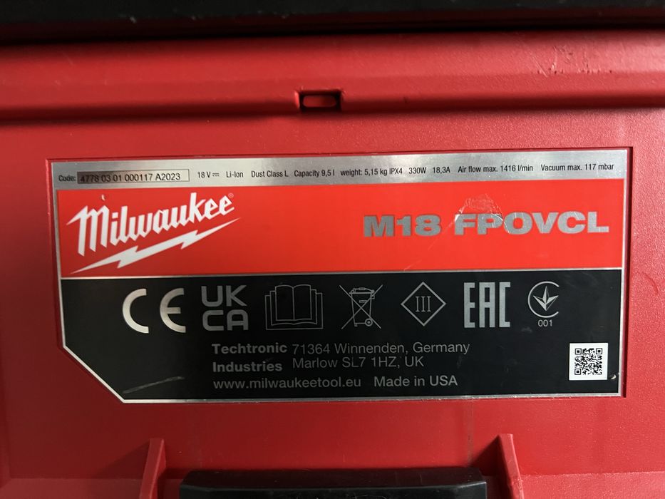 Безщітковий Акум.пилосос Milwaukee M18 FPOVCL