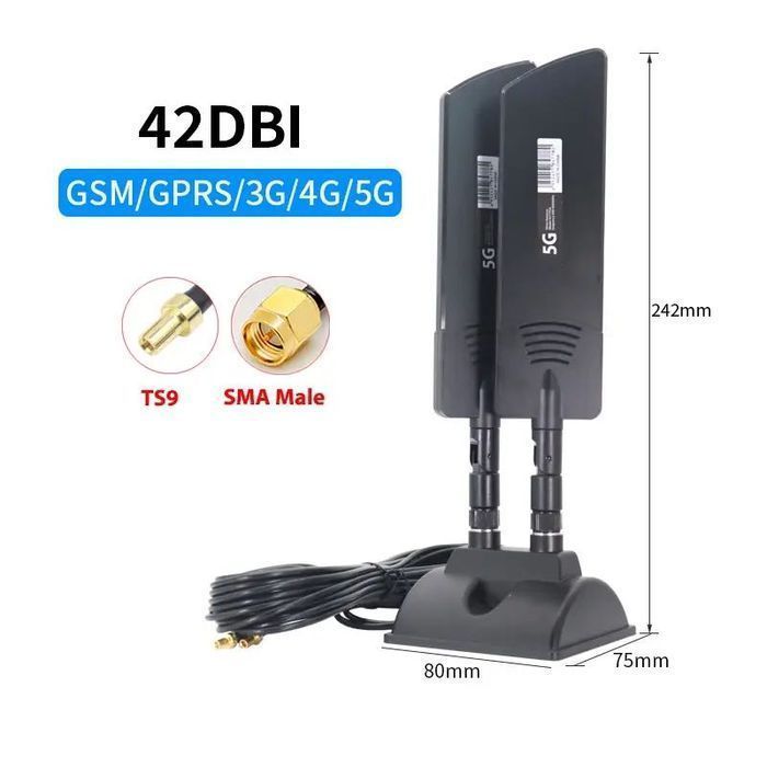 Антена 4G/5G LTE всенаправлена SMA TS9 CRC9 — авто дача роутер