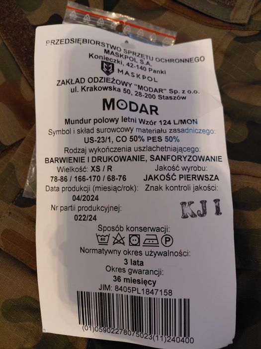 Mundur polowy letni rozm. XS/R