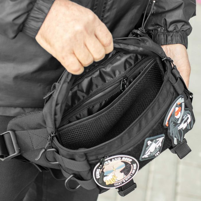 Тактична бананка нагрудна сумка TAC BIG Black поясна сумка з MOLLE