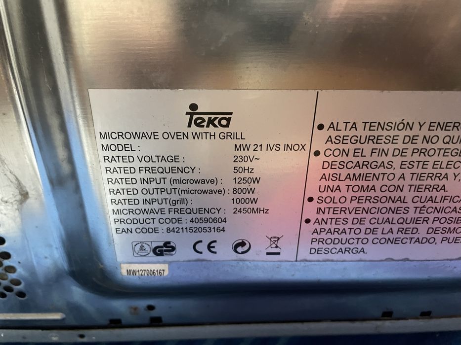 Micro-Ondas TEKA MW 21 IVS INOX (Avariado/Para Peças)