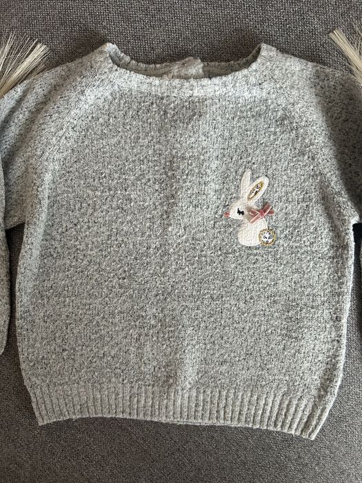 Bardzo ciepły sweter szary królik Zając bunny Wielkanoc