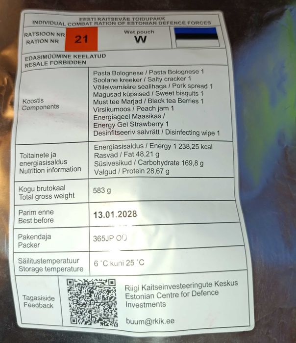Racja żywnościowa Estonia i Łotwa