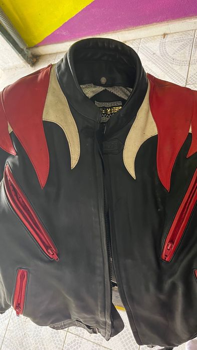 Conjunto de motociclista de cabedal