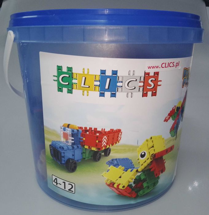 Klocki konstrukcyjne CLICS, wiaderko, 160 elementów