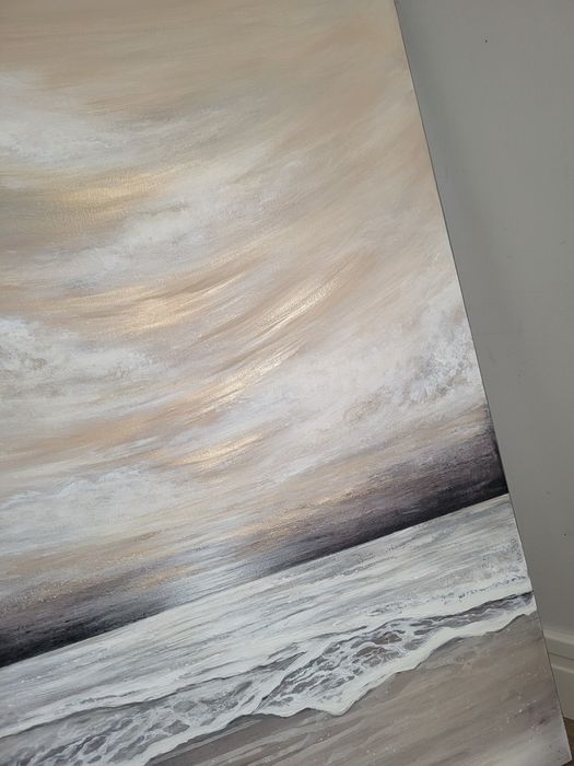 Obraz 100 x 70 cm ręcznie malowany nowoczesna abstrakcja ze złotem