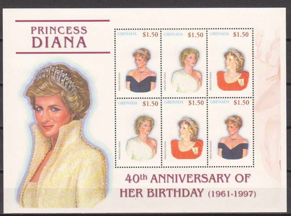Znaczki Grenada Diana blok numer 4