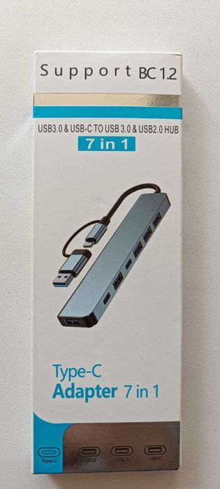 Металевий багатофункціональний Usb 3.0 typeC hub  7 в 1