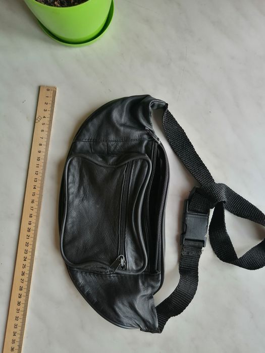 Сумка кожаная поясная бананка 3 кармана