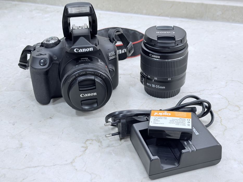 Kit Canon EOS 2000D + Lente 18-55mm + Lente 50mm f/1.8 + Extras (Ideal p/ Iniciantes)