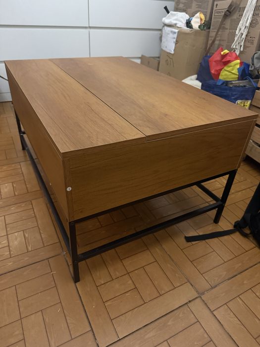 Mesa de centro elevável versátil com armazenamento oculto, dimensoes 90 x 60,5 x 45,5