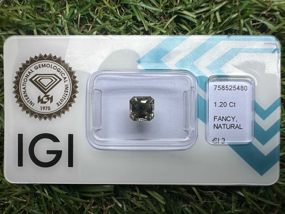 Naturalny diament 1.20 ct IGI – Fancy Deep Greenish Gray