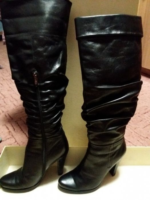 Сапоги ботфорты 39 р. из натуральной кожи зима-евро с цигейкой на змей