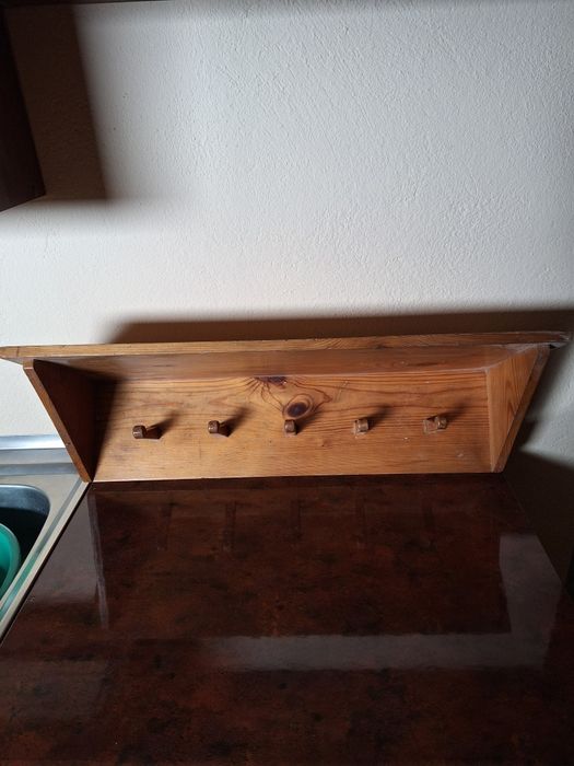 Stara półka wieszak drewniany z PRL spora