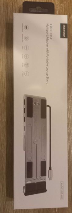 Regulowana podstawka pod laptop z hubem 7w1. 2xUSB-A, USB-C, SD, HDMI