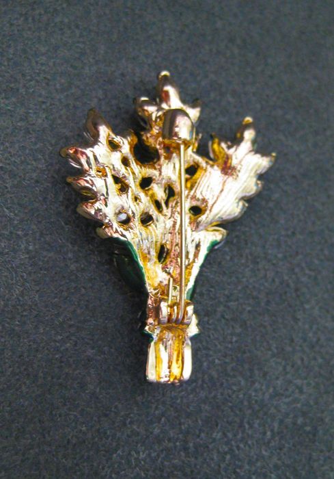 Alfinete / Broche / Pregadeira Molho de Trigo atado c/ Brilhantes NOVO