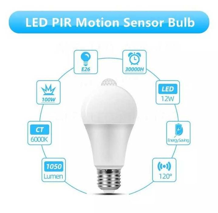 Светодиодная лампа. С датчиком движения. Новая.