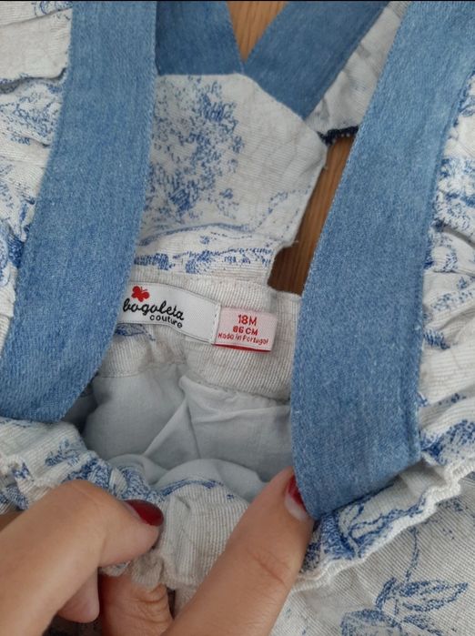 Vestido/fofo com alças azul menina 18m (COMO NOVO)