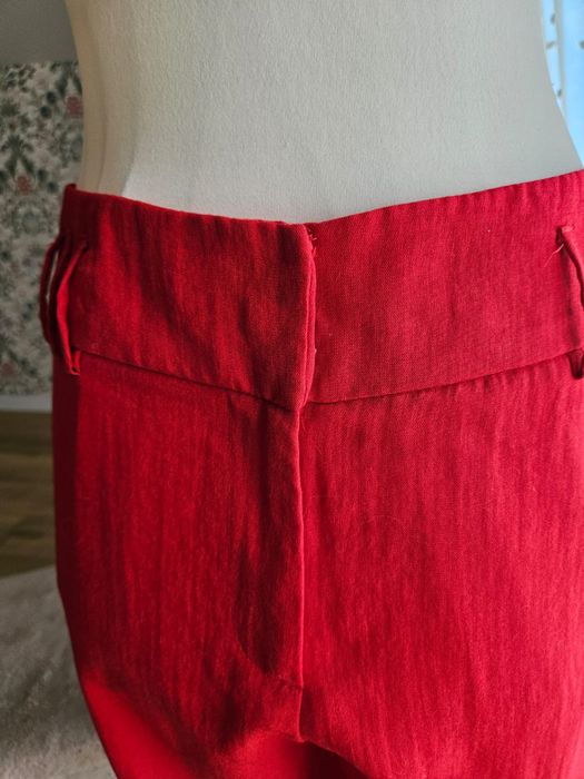 Spodnie damskie szersza prosta nogawka klasyczne czerwone wide leg XL