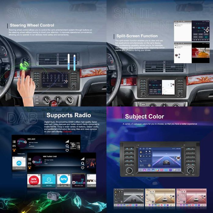 Rádio Android BMW E39 / X5 E53 (CarPlay + Android Auto) 2/64GB GPS Novo