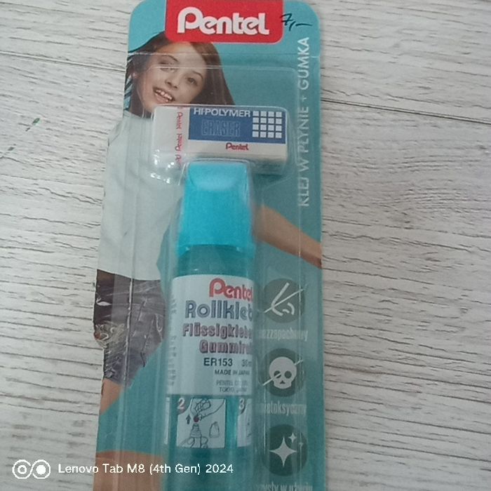 Zestaw Pentel klej w płynie+gumka