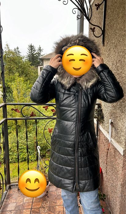 Шкіряне пальто куртка
