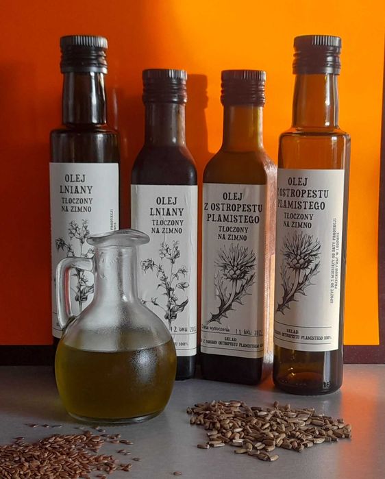 Olej tłoczony na zimno lniany/ z ostropestu 250ml