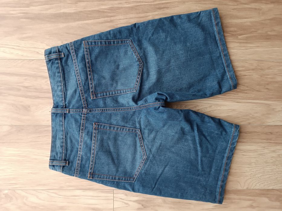 Niebieskie granatowe męskie spodenki jeansowe do kolana 36 S
