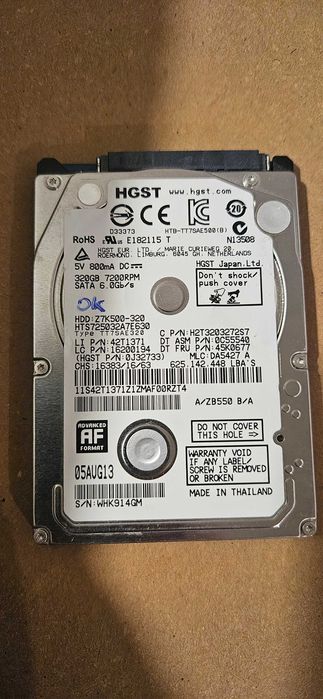 Disco Sata 320GB 2.5" HGST