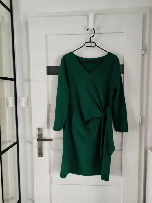 Sukienka 3/4 rękaw, butelkowa zieleń