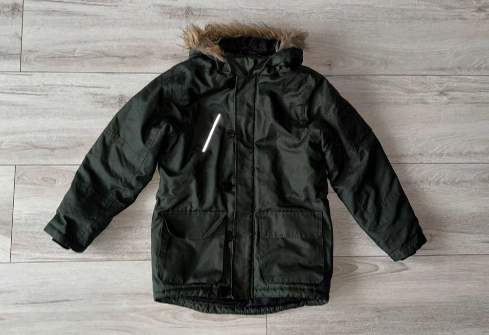 Kurtka zimowa parka chłopięca 134-140cm kurtka khaki