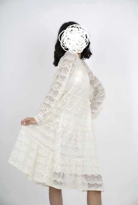 Zara sukienka 116 122 koronkowa boho ecru haftowana na swieta sesję