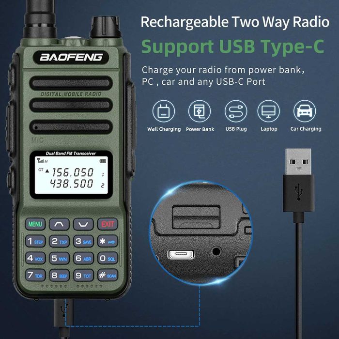 Walkie-Talkie Baofeng UV-13 PRO 10W Dual Band Carregamento USB-C *NOVO