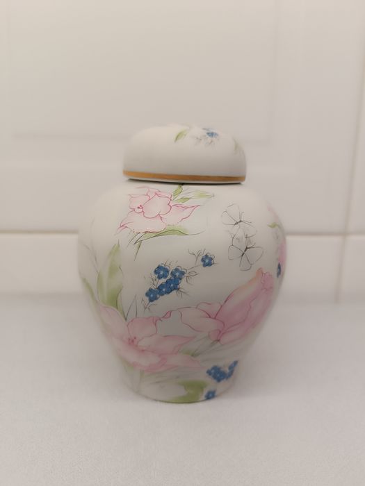 Pote Porcelana. Pintado à Mão. Como Novo