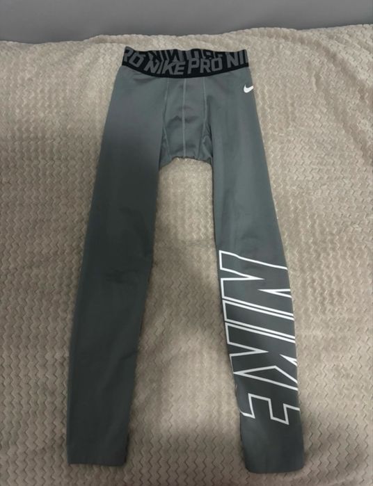 Nike Pro legginsy męskie/chłopięce treningowe szare