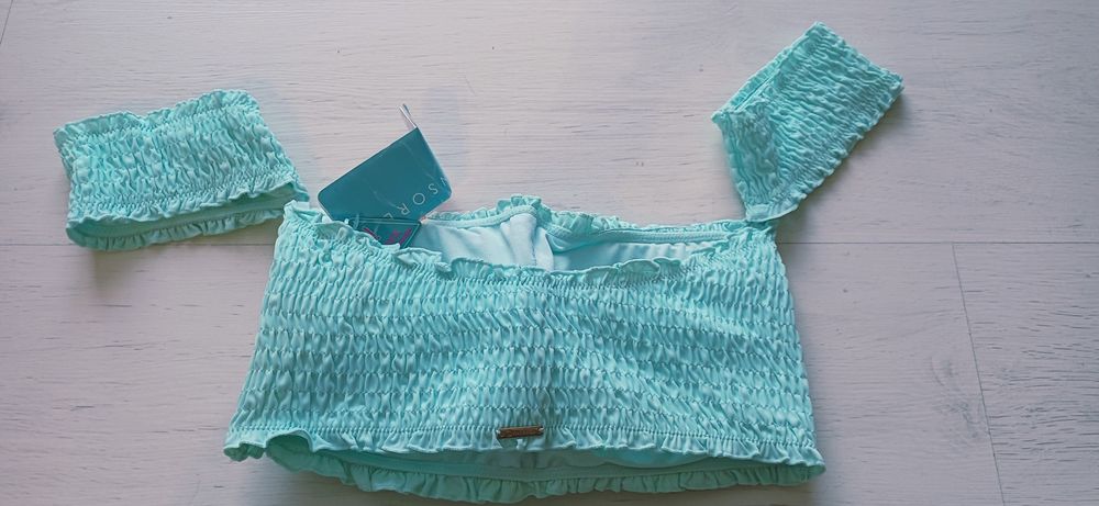 Turkusowe bikini stroj kapielowy dwuczęściowy  majtki xl stanik L nowe