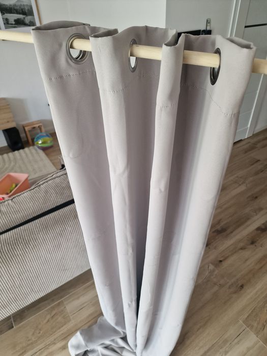 Zasłony szary beż  na przelotkach 2szt 140x250cm