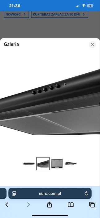 Okap podszafkowy nowy SREBRNY NIE CZARNY