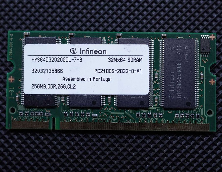 Infineon 256MB DDR, 266, CL2 Memory SDRAM PC2100S-2033-0-A1 RAM laptop