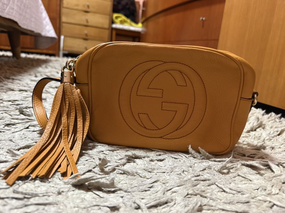Mala Gucci Soho Disco Original - Pele Granulada (Laranja/Mostarda)