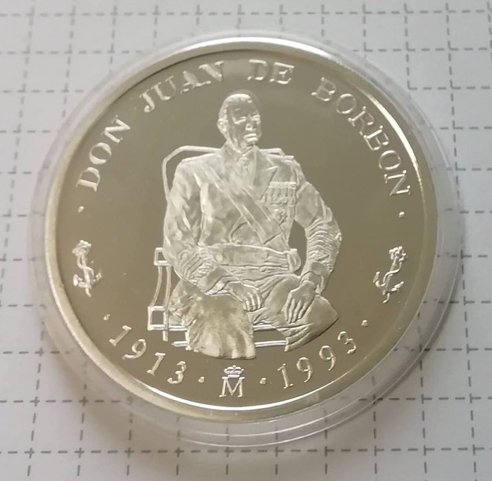 Іспанія 5 екю 1993р. Дон Хуан де Бурбон. СРІБЛО. ПРУФ.