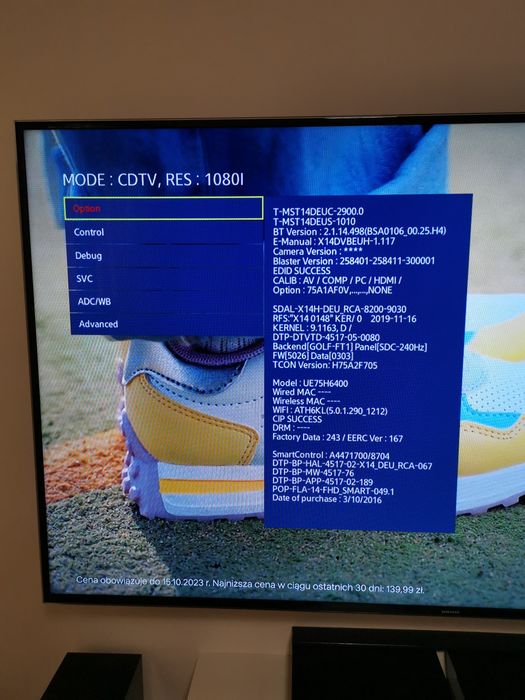 TV Samsung UE75H6400, 75 cali, 3D, okulary 3D, stan idealny.