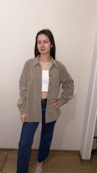 Бежева вельветова сорочка, oversize