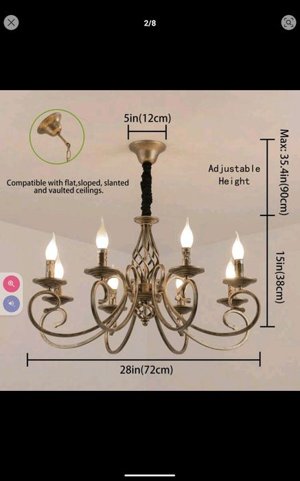 Lustres rústicos, 8 luzes de vela, lustre country francês, luminária